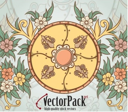 Shield and Floral Vector