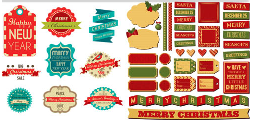 Shiny Christmas Labels vector