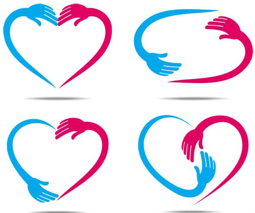 Shiny Color Hearts Elements vector