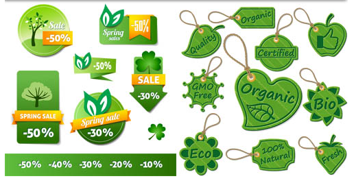 Shiny Ecology Stickers vectors material