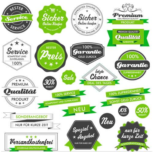 Shiny Green Sale Labels set vector