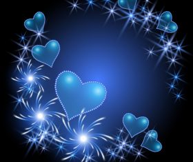 Shiny heart with blue valentine card vector