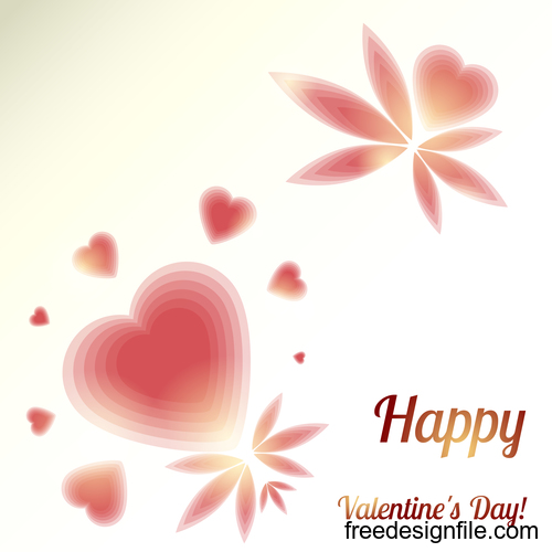 Shiny heart with leaves and valentine background vector 01