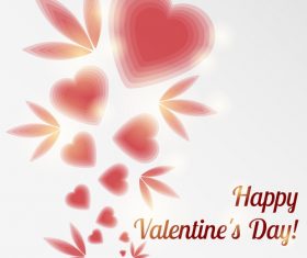 Shiny heart with leaves and valentine background vector 02