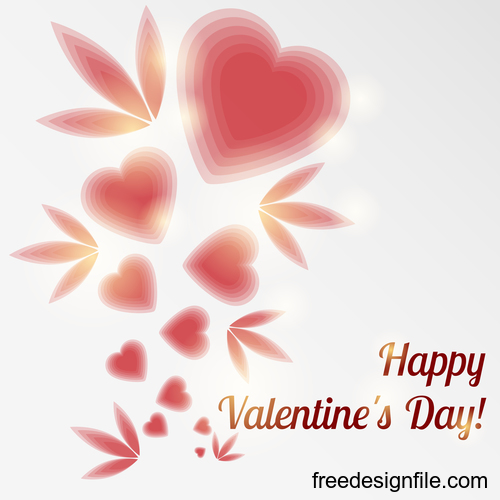 Shiny heart with leaves and valentine background vector 02