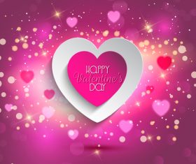 Shiny purple valentines day background with heart vector