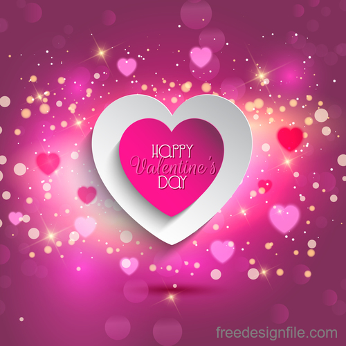 Shiny purple valentines day background with heart vector