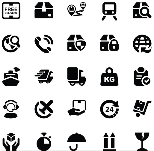Shipping Black Icons vector