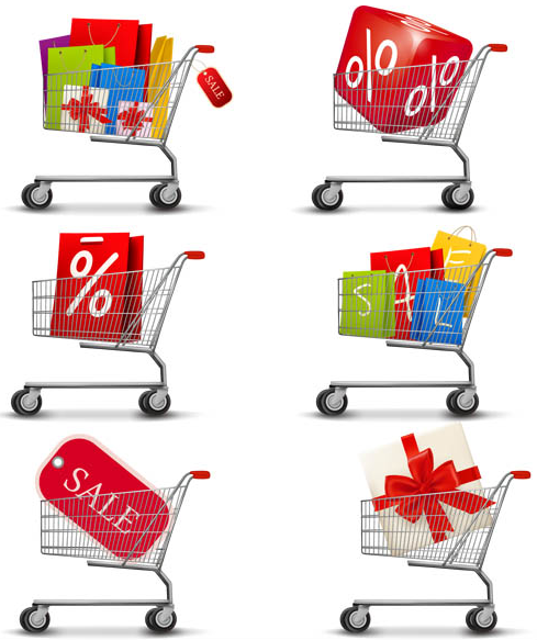 Shop Basket Icons vectors