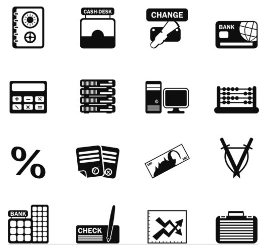 Silhouette Banking Icons vector