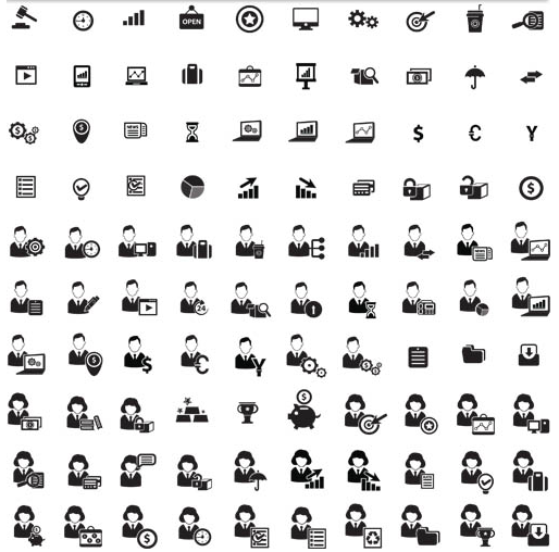Silhouette Business Icons 3 set vector