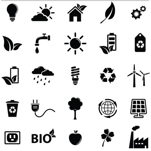 Silhouette Eco Icons 3 vector