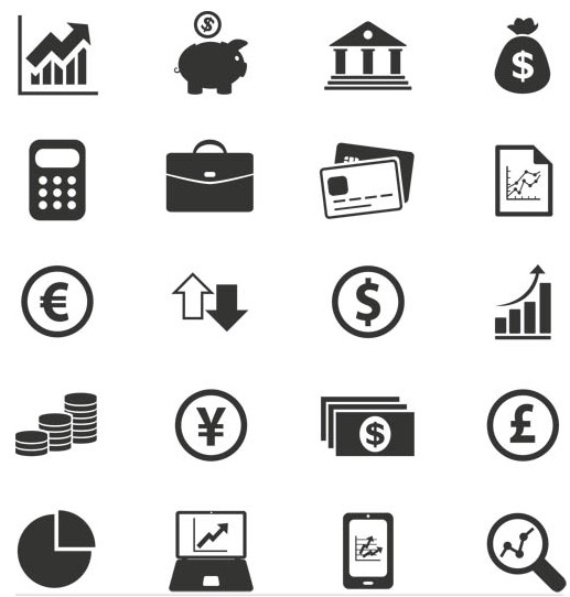 Silhouette Financial Icons 2 vectors