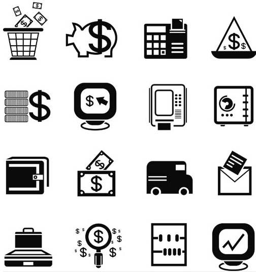 Silhouette Financial Icons 8 vector