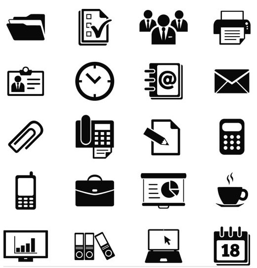Silhouette Office Icons 2 shiny vector