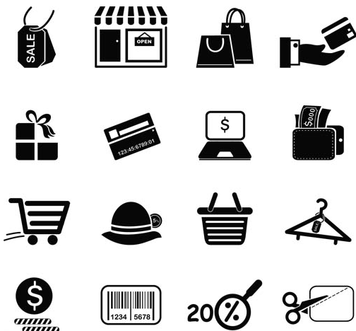 Silhouette Shopping Icons 2 vector
