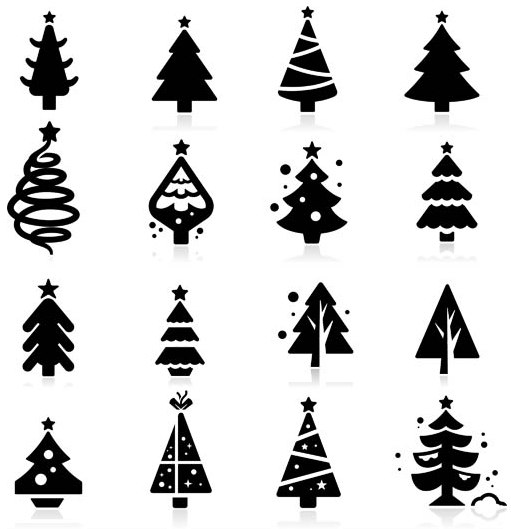 Silhouettes Christmas Trees vectors