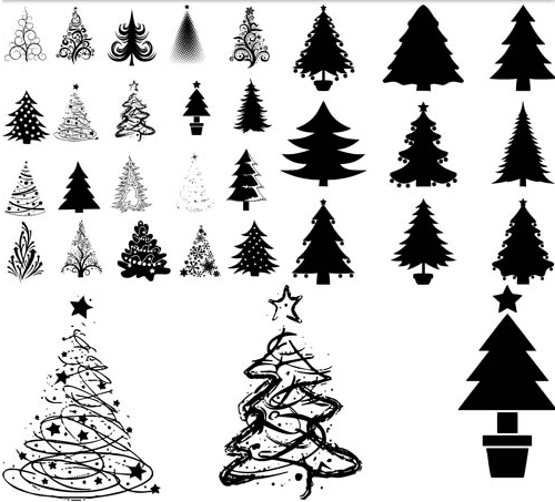 Silhouettes Christmas Trees 2 vector