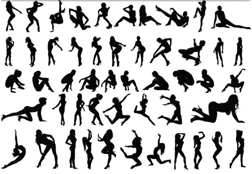 Silhouettes Dancing Girls vector