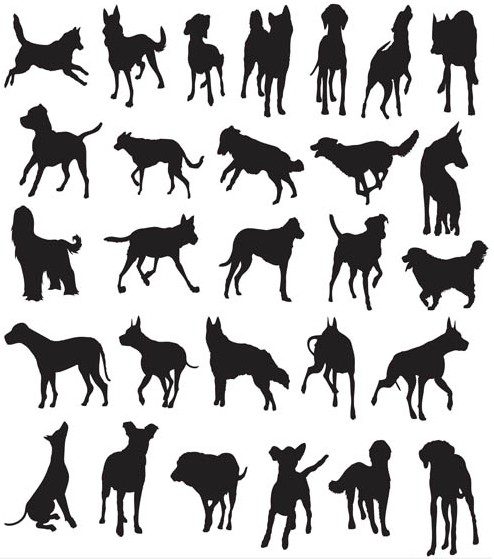 Silhouettes Dogs set vector
