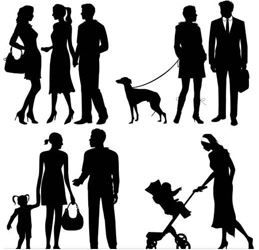 Silhouettes Family 3 vector graphic