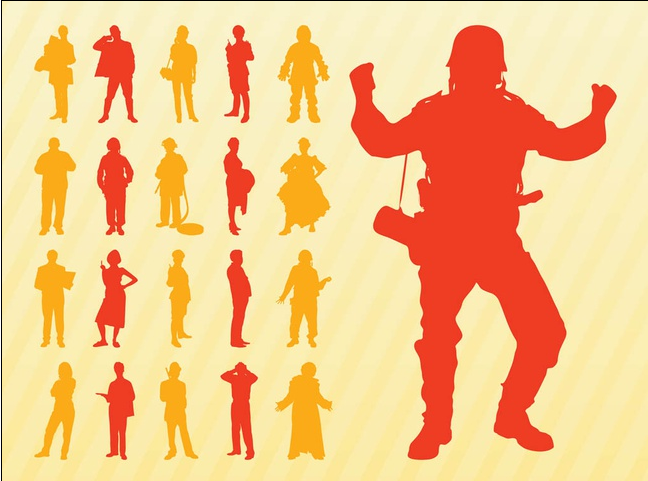Silhouettes Of People Set creative vector