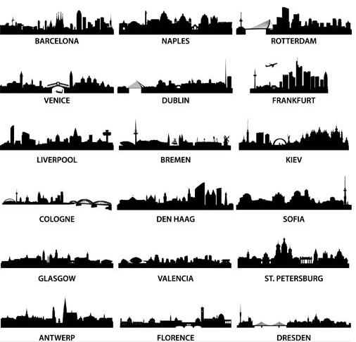 Silhouettes Skyline Cityscapes 2 vector graphics
