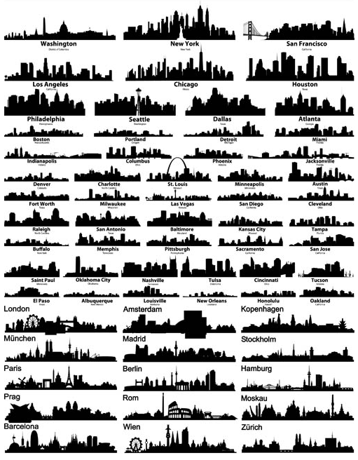 Silhouettes Skyline Cityscapes vector