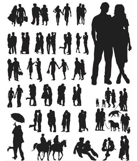 Silhouettes families vector design