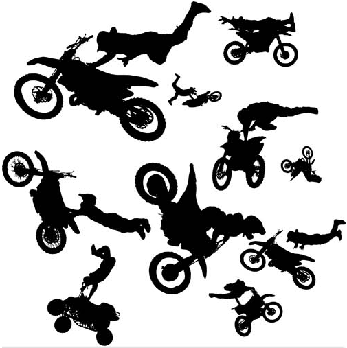 Silhouettes motorcyclists vector