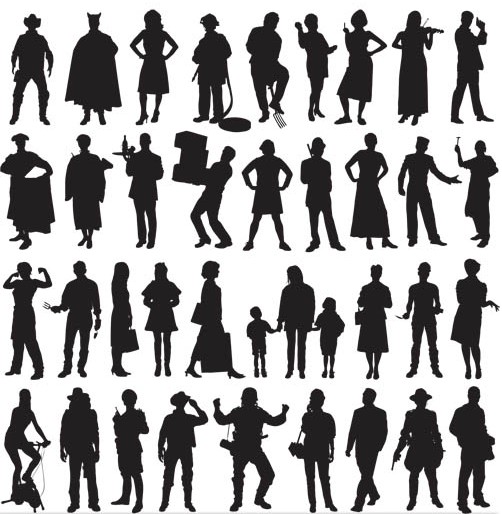 Silhouettes people vector material