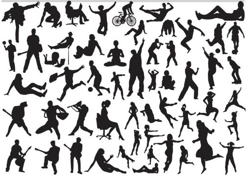 Silhouettes various people vector
