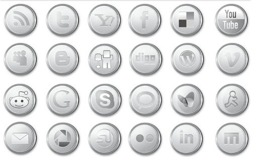 Silver Social Icons vector