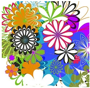 Simple colorful flowers vector graphics