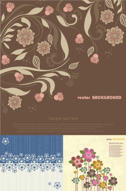Simple flower background vector set