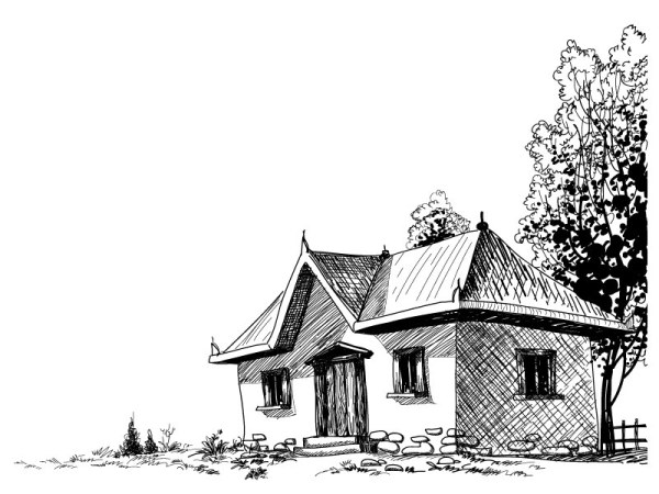 Sketch buildings free 5 vectors