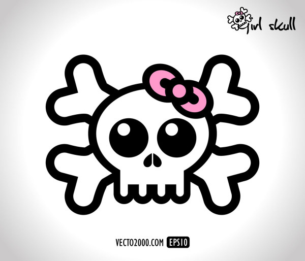Skull with Bow vector
