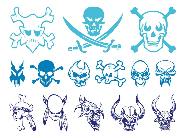 Skulls Graphics Set Illustration vector