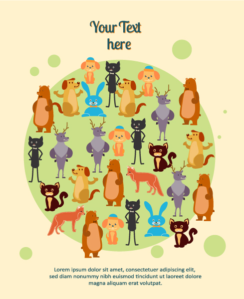 Small animals background 2 set vector