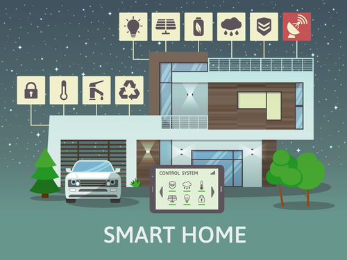 Smart home business template design vectors 03
