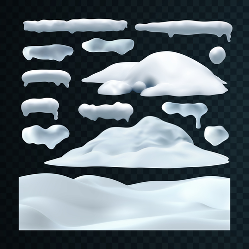 Snowdrift with icicle vector illustration 01