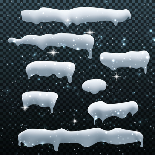Snowdrift with icicle vector illustration 04