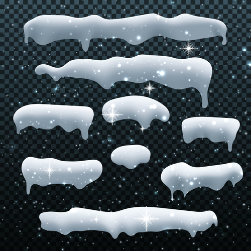 Snowdrift with icicle vector illustration 05