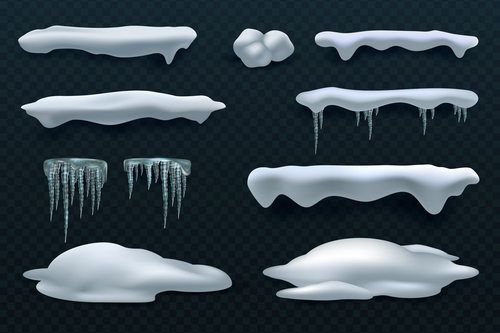 Snowdrift with icicle vector illustration 08