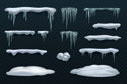 Snowdrift with icicle vector illustration 09