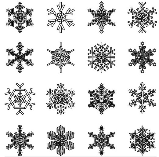 Snowflake Templates set vector