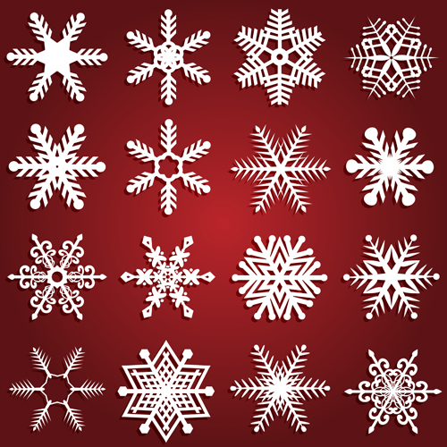 Snowflake designs free set vector