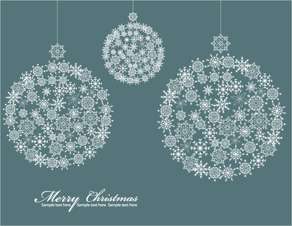 Snowflake pattern christmas balls vector