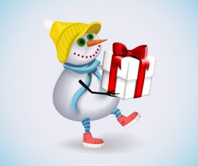 Snowman with christmas gift boxs vectors