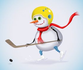 Snowman with ice hockey vectors 01